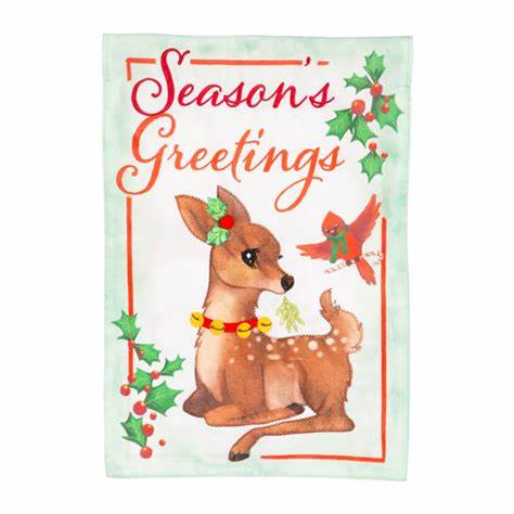 Seasons Greetings Applique Garden Flag