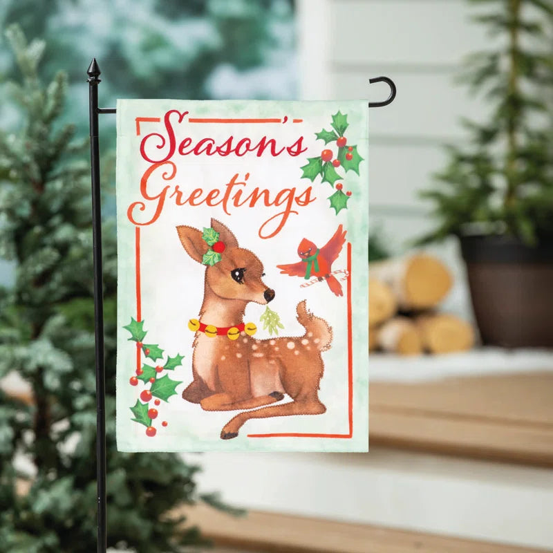 Seasons Greetings Applique Garden Flag