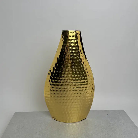 Elegant Gold Slim Hammered Vase