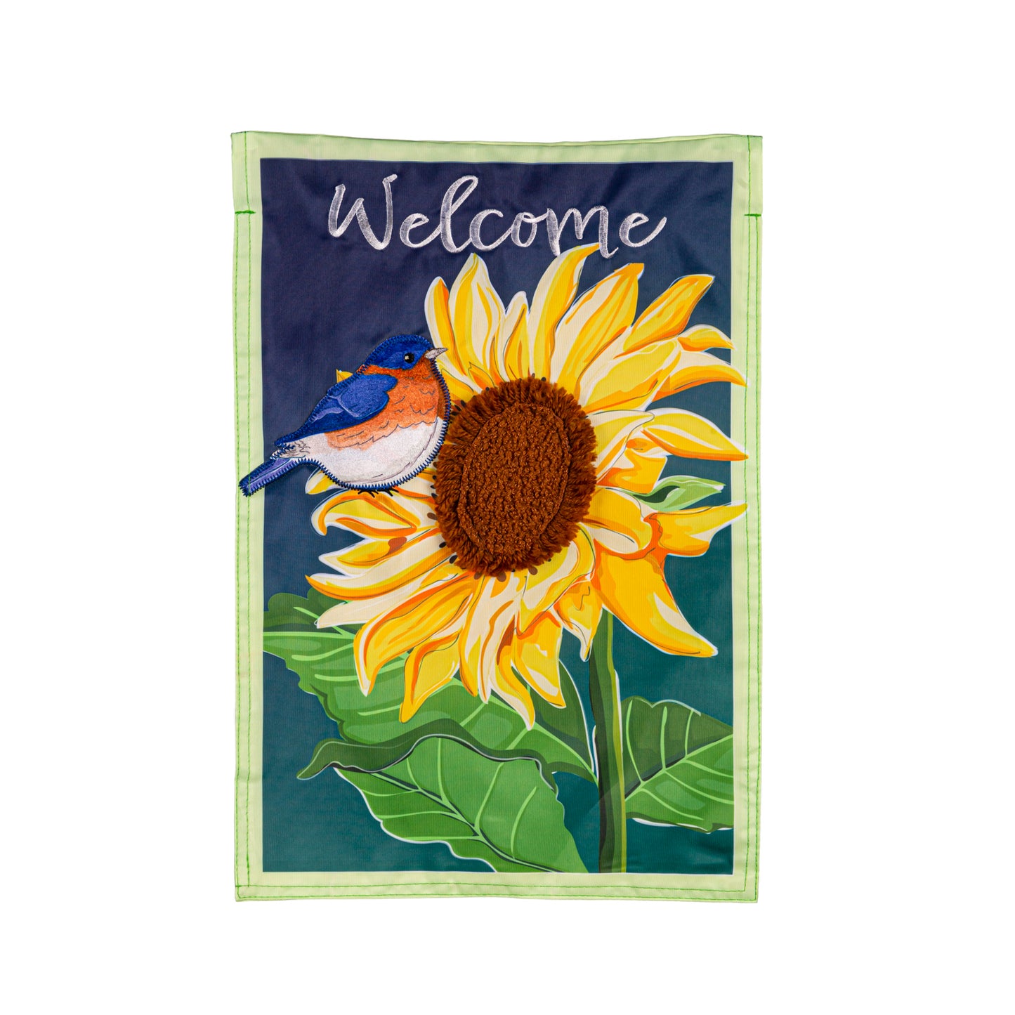 Bluebird and Sunflower Applique Garden Flag