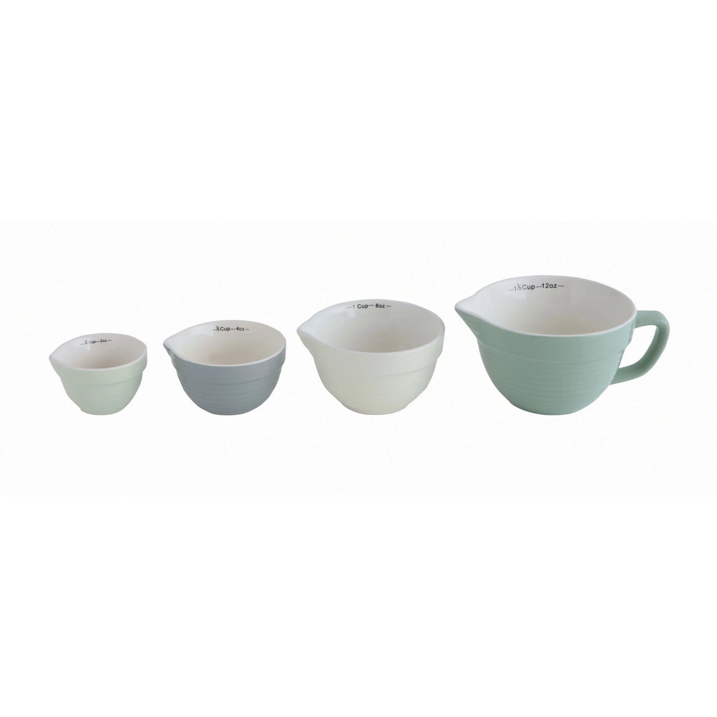 Stoneware Batter Bowl Measuring Cups, Set of 4,Blue Colors