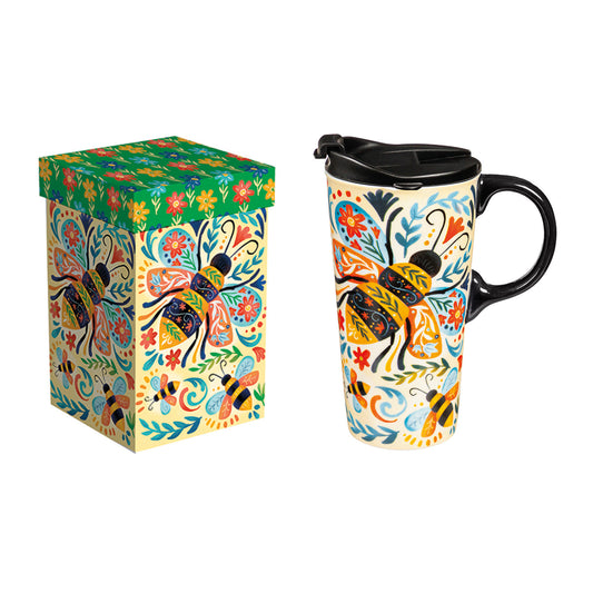 Ceramic Mug Floral Bee