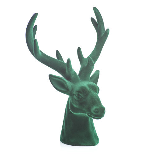 Flocked Green Stag Head