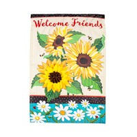 Sunflowers and Daisies Applique Garden Flag