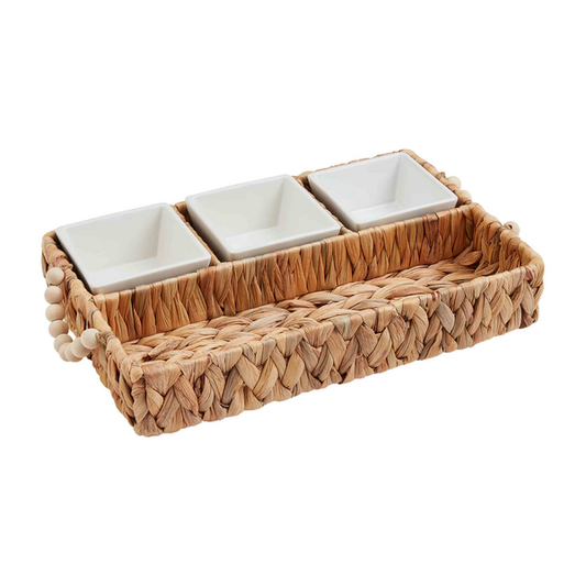 Woven Tray and Dip Cup Set