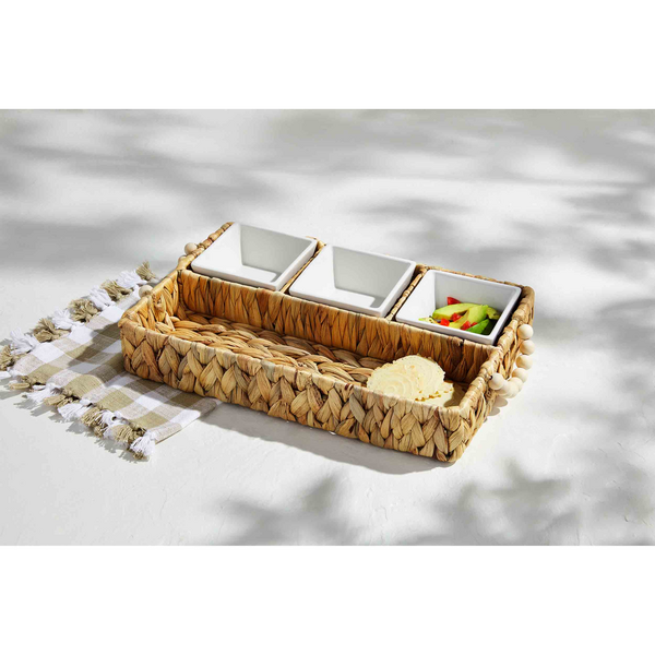 Woven Tray and Dip Cup Set