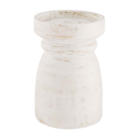 White Washed Candleholder Small